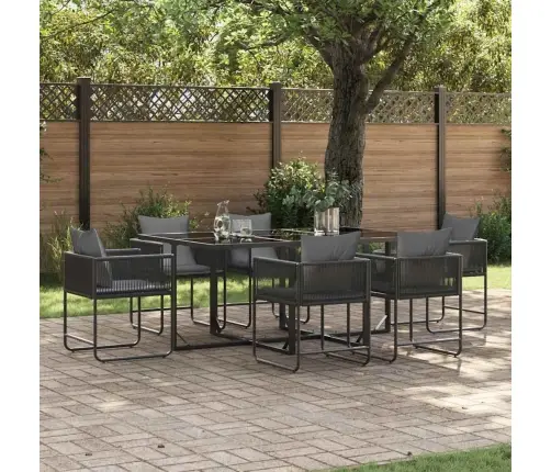 9 Gabalu Dārza Ēdamzīšanas Komplekts Ar Spilveniem Tēraudam Un Polirattanam Vidaxl