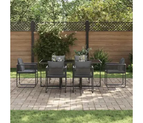 9 Gabalu Dārza Ēdamzīšanas Komplekts Ar Spilveniem Tēraudam Un Polirattanam Vidaxl