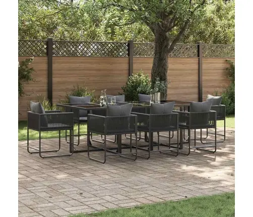 12 Daļu Dārza Ēdamgalda Komplekts Ar Spilveniem, Tērauds Un Poli Ratan Vidaxl