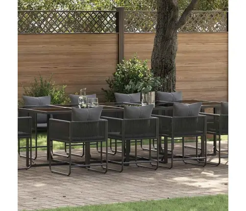 15 Daļu Dārza Ēdamgalda Komplekts Ar Spilveniem, Tērauds Un Poli-Ratans Vidaxl