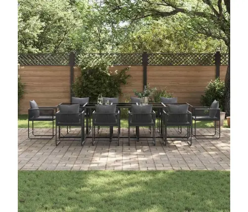 15 Daļu Dārza Ēdamgalda Komplekts Ar Spilveniem, Tērauds Un Poli-Ratans Vidaxl