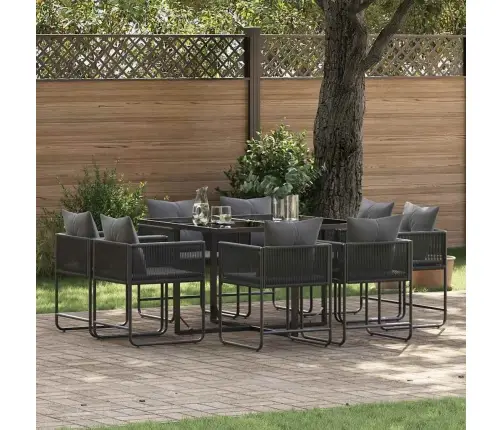 Sodo Valgomojo Komplektas 9 Pcs Juoda Plienas