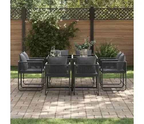 Sodo Valgomojo Komplektas 9 Pcs Juoda Plienas