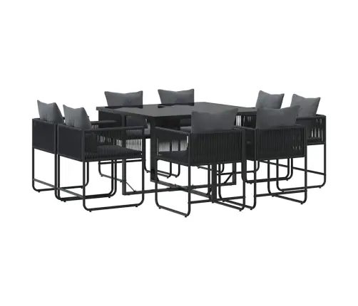 Sodo Valgomojo Komplektas 9 Pcs Juoda Plienas