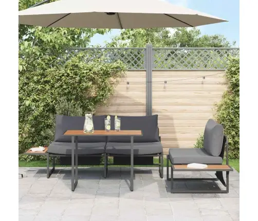 3 Daļu Dārza Ēdamgalds Komplekts Ar Antracīta Spilveniem Vidaxl