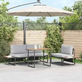 Sodo Valgomojo Komplektas 3 Pcs Šviesiai Pilka Plienas