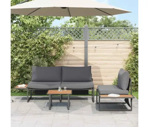 3 Daļu Dārza Dīvānu Komplekts Ar Antracīta Spilveniem Vidaxl