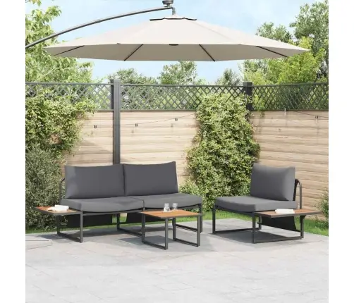 3 Daļu Dārza Dīvānu Komplekts Ar Antracīta Spilveniem Vidaxl