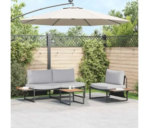 3 Gabalu Dārza Dīvānu Komplekts Ar Gaiši Pelēkiem Spilveniem Vidaxl