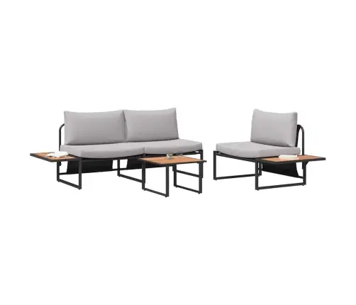 3 Gabalu Dārza Dīvānu Komplekts Ar Gaiši Pelēkiem Spilveniem Vidaxl