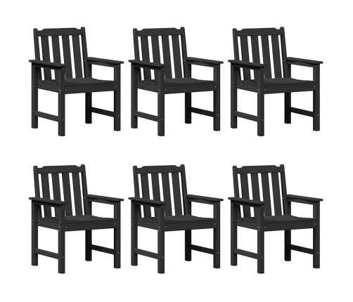 Dārza Viršanas Krēsli 6 Gabali Melns 65.5X55.5X88 Cm Hdpe Vidaxl