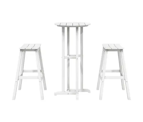 3 Gab. Dārza Bāra Komplekts Balts Hdpe Vidaxl