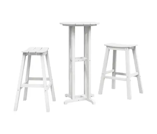 3 Gab. Dārza Bāra Komplekts Balts Hdpe Vidaxl