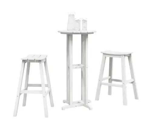 3 Gab. Dārza Bāra Komplekts Balts Hdpe Vidaxl