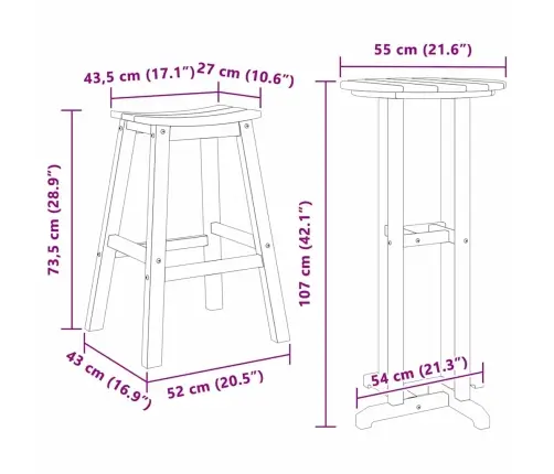 3 Gab. Dārza Bāra Komplekts Balts Hdpe Vidaxl