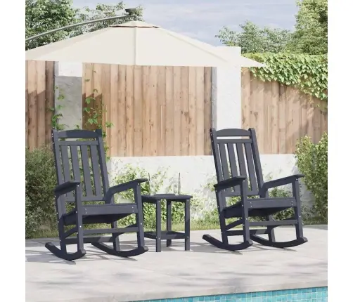 3 Gabalu Dārza Atpūtas Komplekts Tumši Zils Hdpe Vidaxl