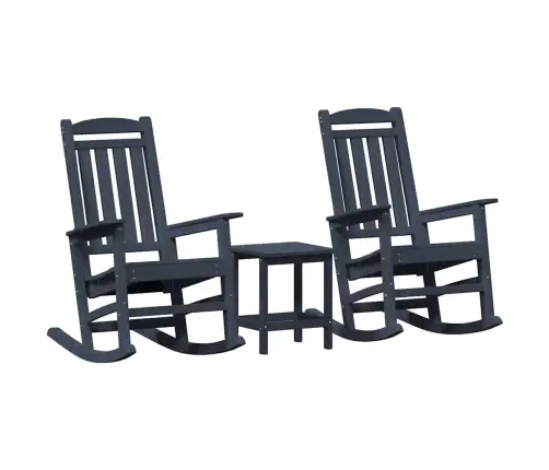 3 Gabalu Dārza Atpūtas Komplekts Tumši Zils Hdpe Vidaxl