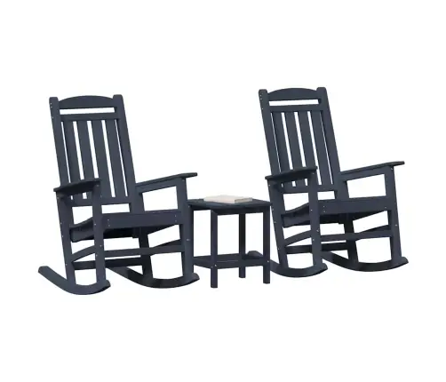 3 Gabalu Dārza Atpūtas Komplekts Tumši Zils Hdpe Vidaxl
