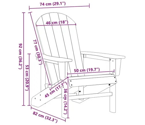 Adirondack Krēsli 2 Gab. Tumši Zils 74X82X90 Cm Hdpe Vidaxl