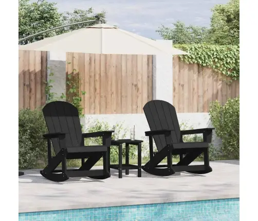 Adirondack Šūpuļkrēsli 2 Pcs Melna 73.5 X 92 X 90 Cm Hdpe Vidaxl