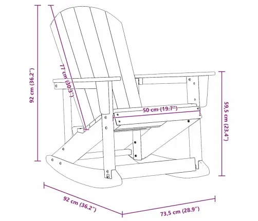 Adirondack Šūpuļkrēsli 2 Pcs Melna 73.5 X 92 X 90 Cm Hdpe Vidaxl