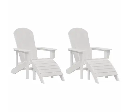 Adirondack Krēsli Ar Kāju Balstiem 2 Gabali Balts Hdpe Vidaxl