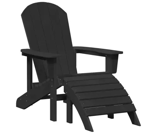Adirondack Krēsli Ar Kāju Balstiem 2 Gab Melni Hdpe Vidaxl