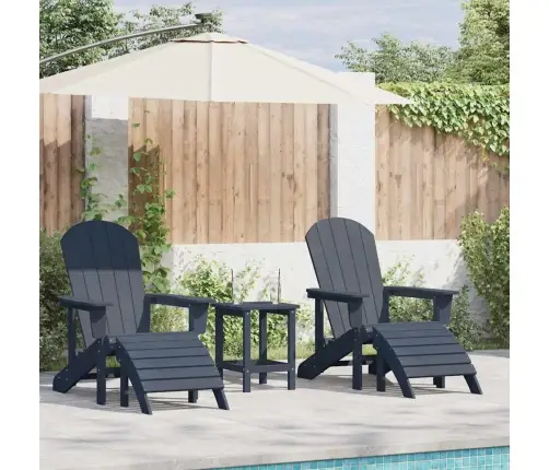 3 Daļu Dārza Atpūtas Komplekts Tumši Zilā Hdpe Vidaxl