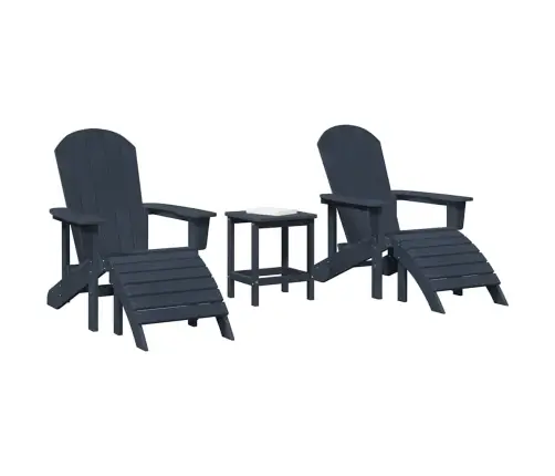 3 Daļu Dārza Atpūtas Komplekts Tumši Zilā Hdpe Vidaxl