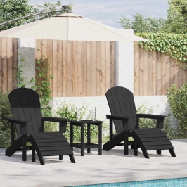 Sodo Poilsio Baldai 3 Pcs Juoda 38 X 38 X 46 Cm Plastmasė