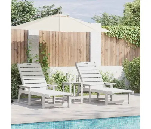 Sauļošanās Krēsli 2 Gab. Balts 162X53X98.5 Cm Hdpe Vidaxl