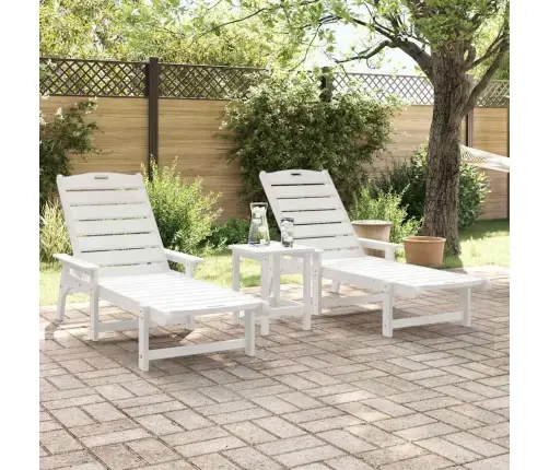 Sauļošanās Krēsli 2 Gab. Balts 162X53X98.5 Cm Hdpe Vidaxl