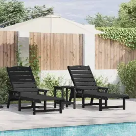 Dārza Atpūtas Mēbeles 2 Pcs Melna 53 X 195.5 X 30Cm Polietilēns Vidaxl