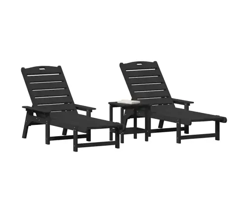 3 Gabalu Dārza Atpūtas Komplekts - Melns Hdpe Vidaxl