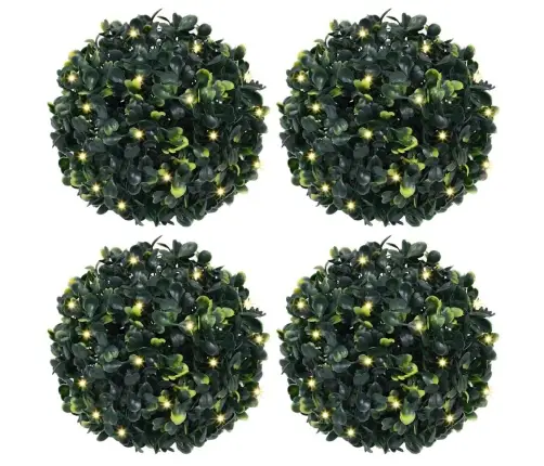 Kunstpukspuidust Pallid Led Tuledega 4 Tk Roheline 12 Cm