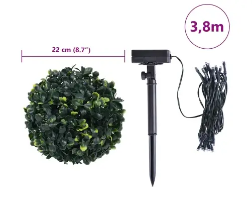 Kunstpukspuidust Pallid Led Tuledega 2 Tk Roheline 22 Cm