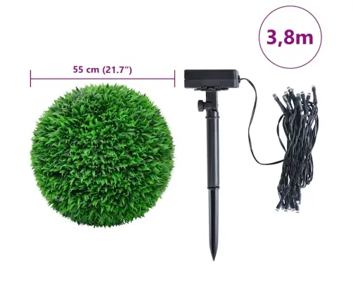 Mākslīgās Buksuss Bumbas Ar Led Gaismām 2 Gab. Zaļa 55 Cm Vidaxl