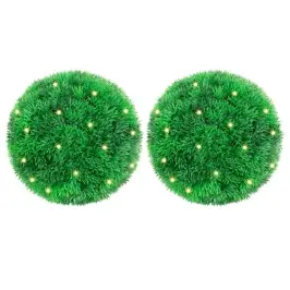 Mākslīgās Buksuss Bumbas Ar Led Gaismām 2 Gab. Zaļa 22 Cm Vidaxl