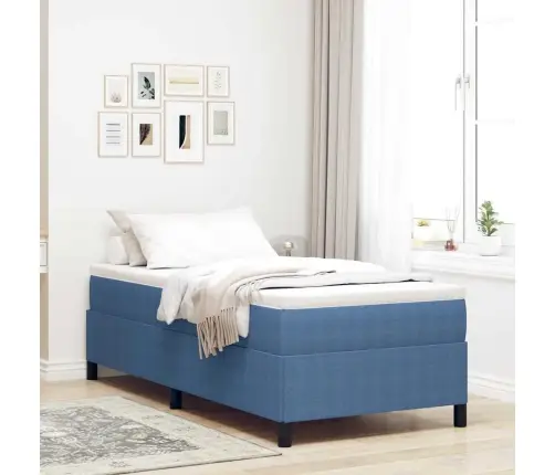 Kastītes Atsperu Gulta Zila 90 X 190 Cm Samts Vidaxl