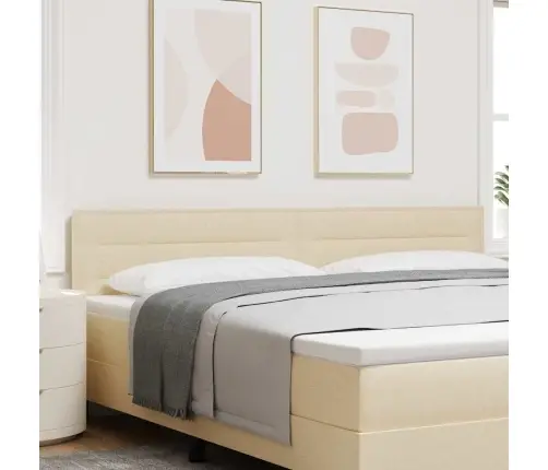 Gultas Galvgalis Līniju Dizains Krēmkrāsas 200 Cm Audums Vidaxl
