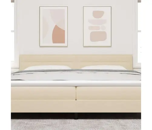Gultas Galvgalis Līniju Dizains Krēmkrāsas 200 Cm Audums Vidaxl
