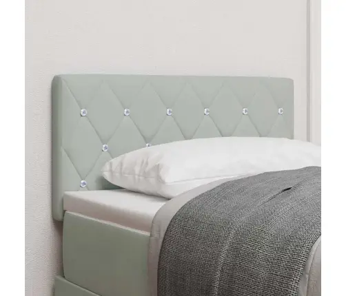 Galvas Balsts Ar Kristāla Pogām, Gaiši Pelēks, 80 Cm, Samts Vidaxl