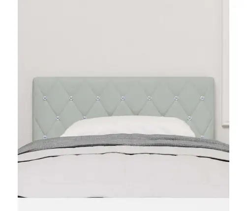 Gultas Galvgaļs Ar Kristāla Pogām, Gaiši Pelēks, 100 Cm, Samts Vidaxl