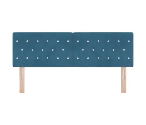 Gultas Galvgaļa Ar Kristāla Pogām, Tumši Zila, 160 Cm Platumā Vidaxl