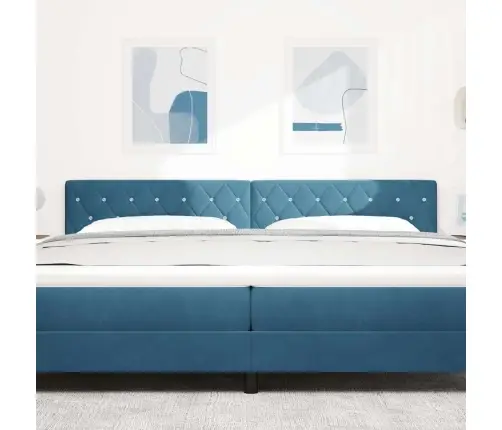 Gultas Galvgaļi Tumši Zils Samts Ar Kristāla Pogām, 200 Cm Vidaxl