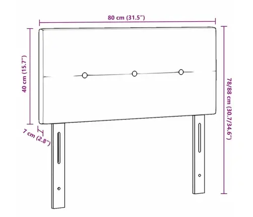 Gultas Galvgaļa Ar Pogām Krēmkrāsā 80 Cm Audums Vidaxl