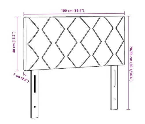 Gultas Galvgalis Ar Dimanta Bloku Dizainu, Melns, 100 Cm, Audums Vidaxl