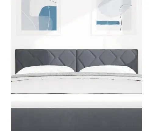 Tumši Pelēks Dimanta Bloku Dizains Gultas Galvgaļs (144 Cm) – Samts Vidaxl