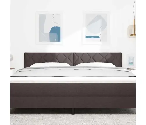 Gultas Galvgaļi Dimanta Bloku Dizains Tumši Brūns 180 Cm Audums Vidaxl