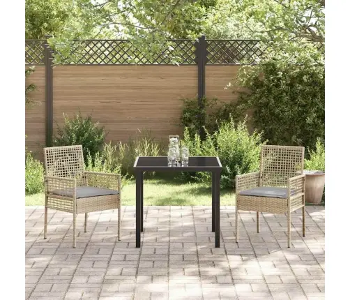 Dārza Krēsli 2 Gab. Ar Spilveniem Bēšs Poliratans Vidaxl